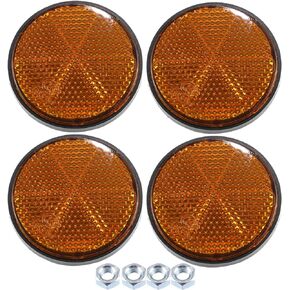 X AUTOHAUX 4 Pcs M6x1.0 Orange Plastic Universal Round Screw Mount Reflective Warning Reflector with Nut for Motorcycle Bike