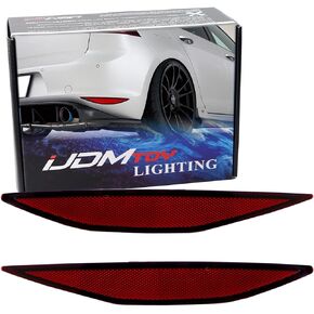 iJDMTOY Dark Red Lens Rear Bumper Reflector Lenses Compatible with Volkswagen 2015-2019 MK7 GTI, e-Golf, Golf-R, OE-Spec LH RH Assembly