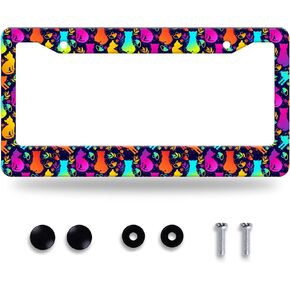 Waves License Plate Frame Ocean Wave Mountains License Plate Stainless Steel Rust-Proof Auto Parts Funny License Plate Cover Decorative with Screws Size 12.3" x 6.3" for Women Men Youth Gifts