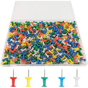 500 Pcs Colorful Thumb Tacks for Cork Board, Plastic Roundness Push Pins Decorative Tacks Pushpins, Office School & Personal Use Thumb Tacks for Wall Hangings, Bulletin Board, Posters