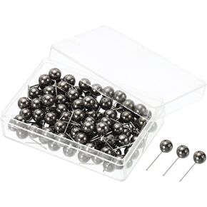 PATIKIL Push Pins, 100 Pack Round Head Map Tacks Thumb Steel Point for Office Cork Board, Black Gold