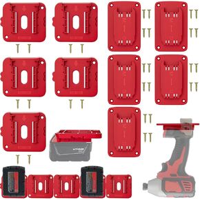 Battery Holder Tool Holder, 5 Packs Battery Holder for Milwaukee M18 18v Battery, 5 Packs Tool Holder Wall Mount for Milwaukee M18 18v Tools