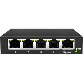 5 Port 2.5G Ethernet Switch with 10G SFP+ Uplink,1000/2500Mbps，Unmanaged 2.5Gb Network Switch, Plug & Play, Desktop/Wall-Mount, Fanless Metal Design.