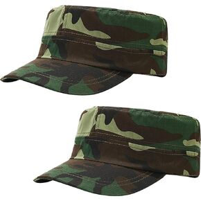 2 Pcs Unisex Cadet Army Cap Military Hat Combat Cap Breathable Baseball Cap Adjustable Flat Top Cap for Men Women