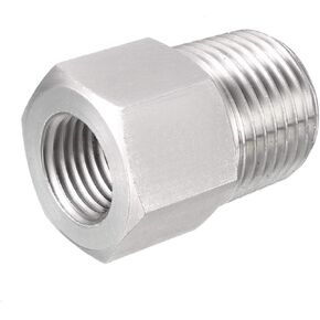 uxcell Pipe Fitting Reducer Adapter 1/2 NPT Male to M14X1.5 Female, Stainless Steel for Water Oil Air Pressure Gauge