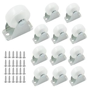12pcs 1.25 Inch Caster Wheels, Heavy Duty Fixed Non Swivel Caster Wheels, White Hard Plastic Hidden Wheels for Furniture, Small Appliance