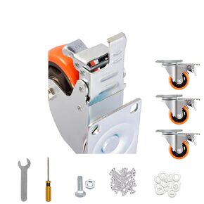 5" Easy Unlock Swivel Plate Casters Wheels with Screw Safety Dual Locking and Polyurethane Foam No Noise Wheels,Heavy Duty-550 Lbs Per Caster