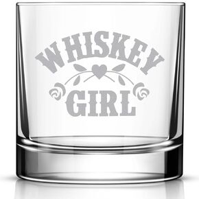 Engraved Whiskey Glass for Women • Rocks Glass for Wife • 11oz Old Fashioned Cocktail Whiskey Girl Rose/Heart Glass • Great Gift for Her