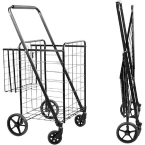 تركيبها! عربة تسوق محمولة قابلة للطي، خفيفة الوزن ومتينة، سهلة المناورة، مساحة واسعة للسلة، متعددة الاستخدامات، لاسلكية in Kuwait