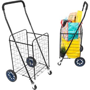 Mount-It! Portable Foldable Shopping Cart, Lightweight and Durable, Easy Maneuverability, Ample Basket Space, Versatile Use, Cordless
