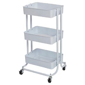 ECR4Kids 3-Tier Metal Rolling Utility Cart - Kitchen and Craft Storage Shelves, Multipurpose Mobile Organizer, Teal