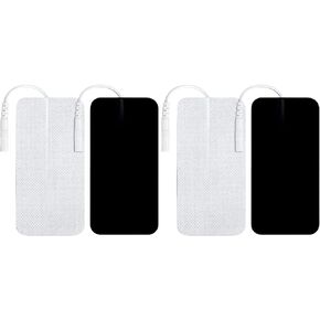 4 Packs TENS Unit Replacement Pads 2"x4", Large Size TENS Unit Electrode Pads, Resuable Rectangle Latex-Free Muscle Stimulator Pads with Upgraded Self-Stick Performance for Electrotherapy EMS Massager