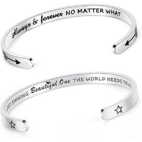 SAM & LORI Set of 2 Bracelets for Women Teens Always and Forever - Keep Shinning