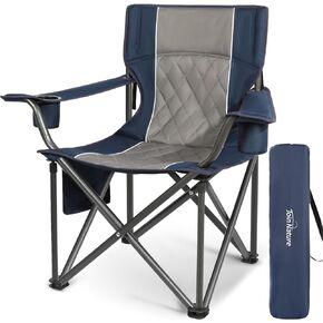 Heavy Duty Camping Chairs Support 800lbs Adults Foldable King Kong Camping Chair with Full Padded and Pocket, Built Durable and Reliable, Black