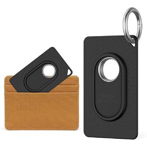 [2 Pack] Card Case for Galaxy SmartTag2, Ultra Thin Wallet Card Case for SmartTag2,Soft TPU Smart Tag 2 Card Holder for Wallet,Hand Bag, Backpack (Black+Black)