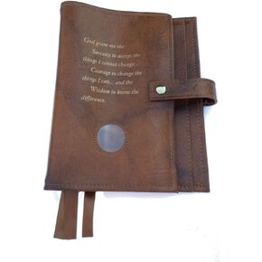 Tan Deluxe Triple NA Book Cover for The Basic Text (6th Ed), It Works, How and Why and Living Clean with Serenity Prayer and Medallion Holder.