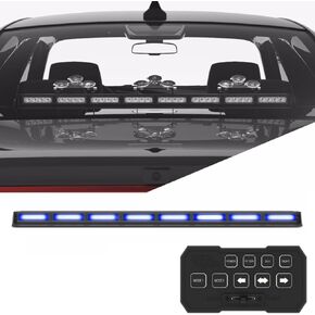 SpeedTech Lights Striker TIR 8 Head LED Traffic Advisor Light Bar for Emergency Vehicles/Strobe Directional Warning Light Windshield Mount - Amber/Amber