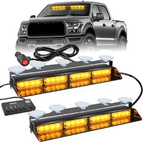 Nilight 32LED Red White Emergency Dash Strobe Lights with Controller Suction Cups Warning Hazard Interior Front/Rear Windshield Deck Split Light Bar for Truck Construction Vehicles,2 Years Warranty
