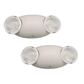 AmazonCommercial LED مصباح الطوارئ، معتمد من UL، عبوتان، رأس عين حشرة LED قابلان للتعديل، بطارية احتياطية، نيكل