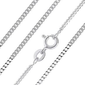 Aeon Jewellery 925 Sterling Silver Necklace - 2mm Diamond Cut Curb Chain | 16, 18, 20, 22, 24" Chain | For Layered Looks, Gifts or Pendant Replacements | Polishing Cloth & Pouch Bag Included