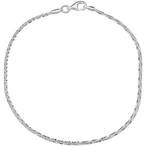Verona Jewelers Sterling Silver Diamond Cut 2MM Sparkle Chain Necklace Criss cross Necklace- Shiny Necklace Sparkling Chain Sterling Silver Necklace