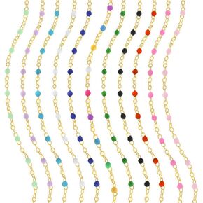 JULIETTE COLLECTION Chain Beaded Necklace Anklet Bracelet Choker Chain for Women | 14K Gold Plated Enamel Bead | Summer Beach Jewelry