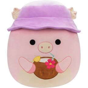 Squishmallows Original 20-Inch Peter Pig with Purple Bucket Hat and Coconut Drink - Official Jazwares Jumbo Plush in Kuwait