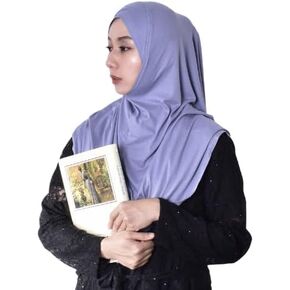 مو لان حجاب فوري 4 طيات | مصنوع يدويًا من القطن المضلع | قطعة واحدة سهلة الارتداء، عملية ومريحة (مقاس L)