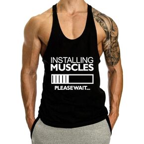Men's Gym Workout Tank Tops Y-Back Muscle Sleeveless Bodybuilding Fitness T-Shirts