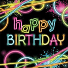 Glow Party Birthday Napkins, 48 ct