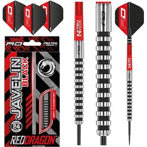 RED DRAGON Javelin Black 22g, 24g - Tungsten Steeltip Darts Set with Flights and Stems in Kuwait