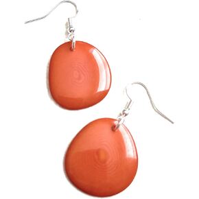Tagua Nut Earrings in Orange, Vegetable Ivory Dangle Earrings Tag272 in Kuwait