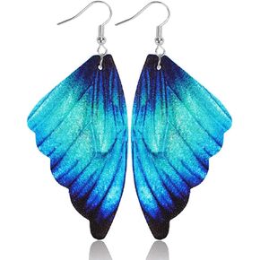 Colorful Butterfly Leather Dangle Earrings for Women Girls Animal Butterfly Wings Drop Earrings Lightweight Earrings Accessories