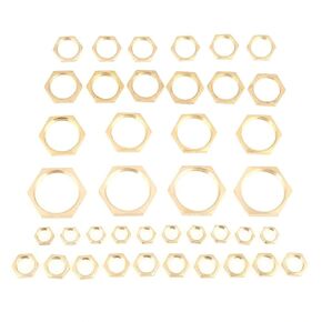 Brass Lock Nut Assortment 40pcs Assorted G1/8 G1/4 G3/8 G1/2 G3/4 G1 Thread Pipe Fitting Brass Hex Lock Nuts Thin Nut