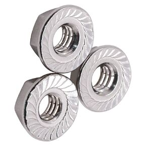 Glvaner #10-32 Thread Size Stainless Steel Serrated Flange Hex Nuts Locknuts 304 Stainless Steel 18-8 100 Pack
