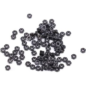 100pcs Hex Nuts, M2-M5 Black Zinc Plated Carbon Steel Metric Thread Hex Hexagonal Nuts Fastener Assortment Kit with Box(M2)