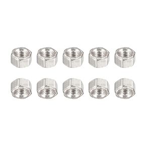 صواميل سداسية M1.2x0.25mm(DxP) - 200 عبوة - جيدة لإصلاح المرآب المنزلي - صواميل سداسية مطلية بالنيكل والنحاس - لون فضي