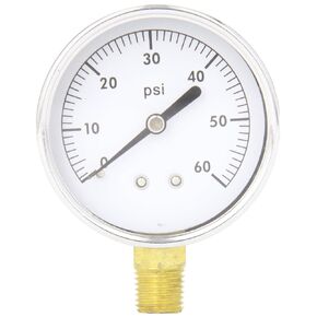 PIC Gauge S101D-158C-RIGHT 1.5" Dial, 0/30 psi Range, 1/8" Male NPT Connection Size, Right Side Bottom Mount Single Scale Dry Pressure Gauge with a Black Steel Case, Brass Internals, Chrome Bezel, and Plastic Lens