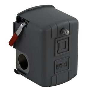 9013FHG12J52M1 Air-Compressor Pressure Switch, 125 Psi Set Off, 30 Psi Fixed Differential, 1/4" Npsf Internal, Auto/Off Cut-Out Lever