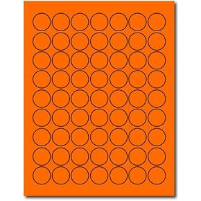 Fluorescent Round Stickers - 1" Round Labels - 63 Per Sheet - Assorted Bright Neon Color Rainbow Dot Stickers for High Visibility - Inkjet/Laser (630 Labels, Yellow)