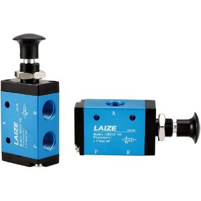 uxcell Pneumatic Solenoid Valve, 2 Position 3 Way G1/4 Aluminum Alloy Air Hand Lever Operated Manual Control Push-pull Direct Acting Type 2pcs