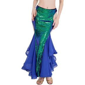 ROYAL SMEELA Belly Dance Skirt Sequin Fishtail Mermaid Skirt Belly Dance Costume for Women Bellydance Skirts Carnival Outfit