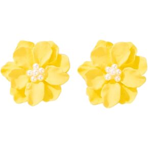 Camellia Flower Pearl Stud Earrings Boho Elegant White Pink Rose Floral Flowers Simulated Pearls Beads Lightweight Earrings for Women Girls Wedding Bridal Birthday Party Spring Summer Holiday Jewelry Gifts