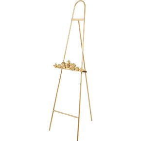 Deco 79 Metal Arched Foldable Floor 2 Tier Easel with Vine Emblem, 19" x 25" x 63", Gold