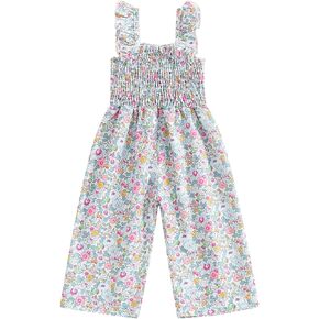 Hoanselay Infant Toddler Baby Girl Summer Outfits Sleeveless Floral Overalls Romper Suspender Pants One Piece Strap Jumpsuit