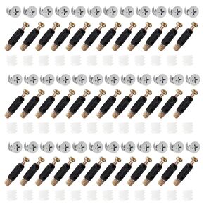 50 Sets Cam Fittings with Dowel 3-in-1 Furniture Connecting Kit Cam Lock Fittings with Dowel & Nuts & Cam Screws for Wardrobe and Cabinet