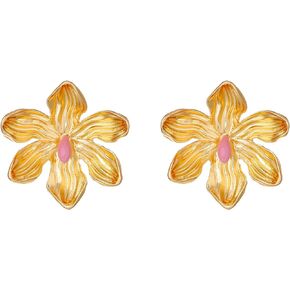 Colorful Flower Earrings,Vintage Exaggerated Flower Stud Earrings Chunky Floral Earrings Flower Statement Earrings Jewelry Gifts for Women Girls