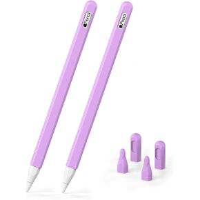 غطاء لجهاز Apple Pencil الجيل الثاني: جراب واقٍ مضاد للصدمات وغطاء جلدي لقلم iPencil مع غطاء بأربعة رؤوس، أرجواني، عبوتان in Kuwait