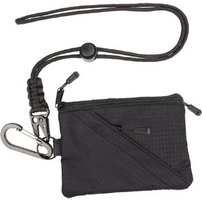 Lanyard Slim Minimalist Wallet for Men Women with RFID Blocking protector Wallets travel security Card Holder for Water-resistant Keychain Purse(Black)