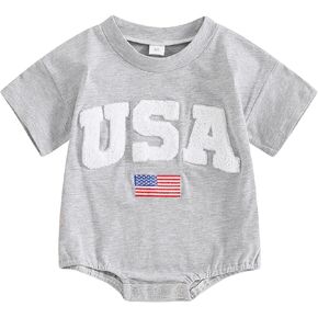 Newborn 4th of July Outfit Boy Girl Baby USA Romper American Flag Bodysuit Shirt Infant Fourth of July Clothes